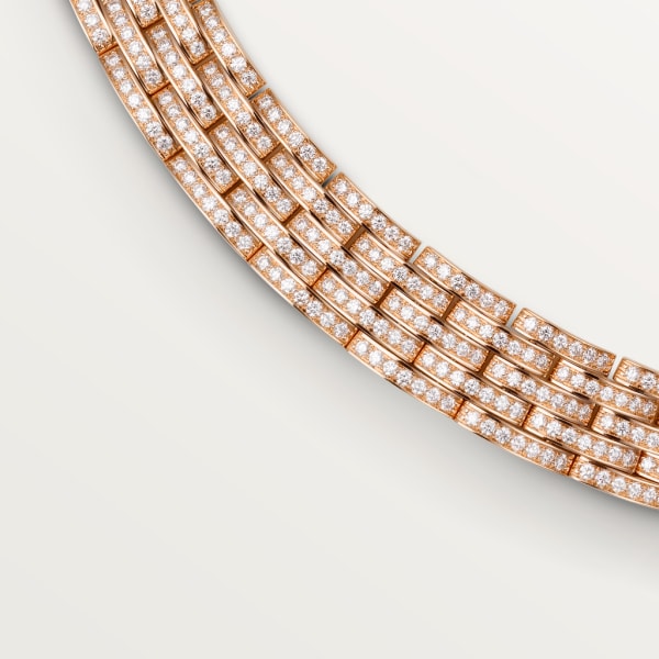 Maillon Panthère Collier schmal 5 Reihen ausgefasst Roségold, Diamanten
