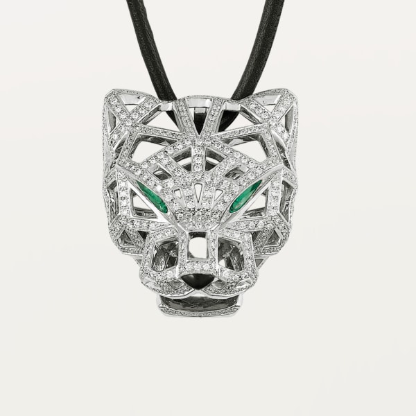 Collier Panthère de Cartier Or gris, émeraudes, diamants, onyx