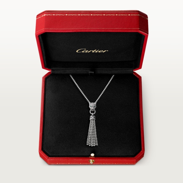 Collar Panthère de Cartier Oro blanco, laca negra, esmeralda, diamantes