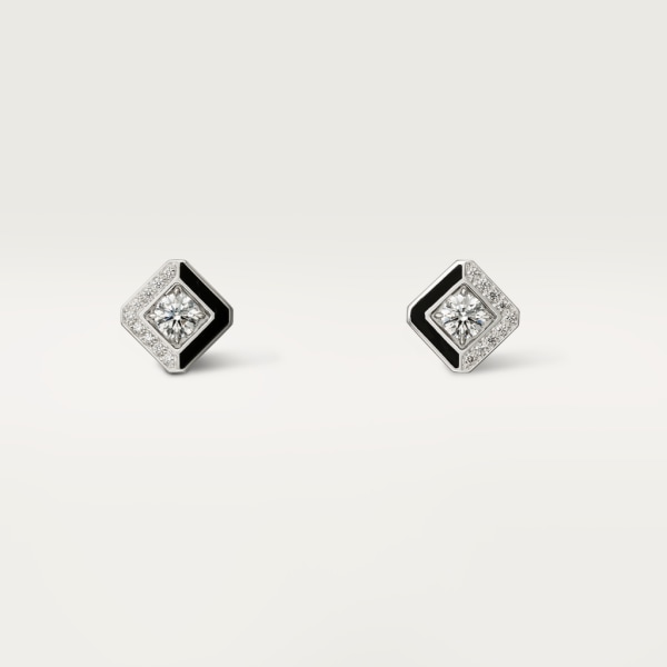 Boucles d'oreilles Galanterie de Cartier Or gris, laque noire, diamants