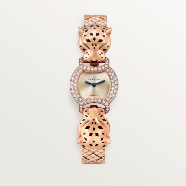 La Panthère de Cartier watch 22.2 mm, quartz movement, rose gold, diamonds, metal strap