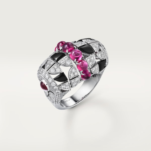 Beautés du Monde ring White gold, rubellite, onyx, diamonds