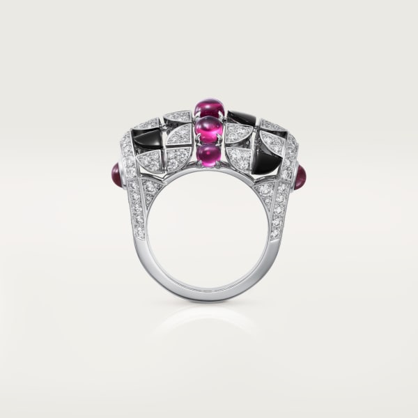 Beautés du Monde ring White gold, rubellite, onyx, diamonds