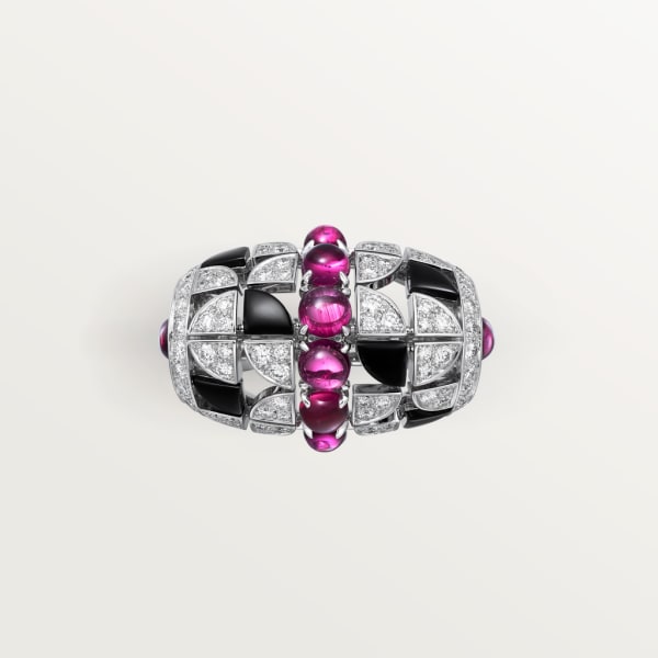 Beautés du Monde ring White gold, rubellite, onyx, diamonds