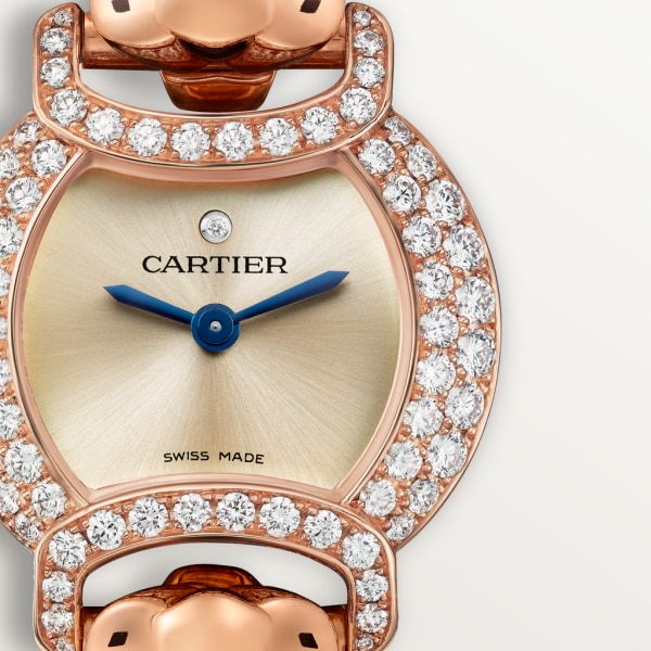 Reloj La Panthère de Cartier 22,2 mm, movimiento de cuarzo, oro rosa, diamantes, brazalete de metal