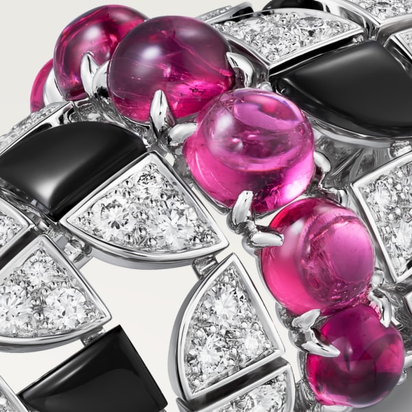 Beautés du Monde ring White gold, rubellite, onyx, diamonds