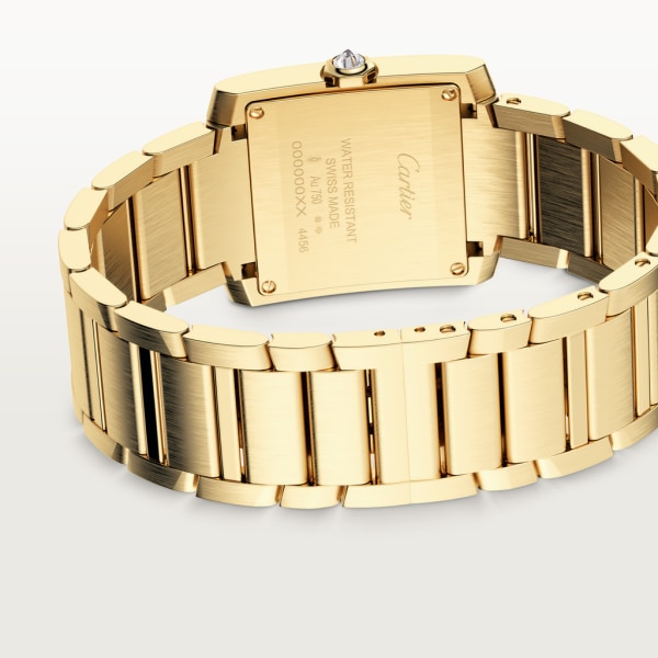 Reloj Tank Française Tamaño mediano, movimiento de cuarzo, oro amarillo, diamantes