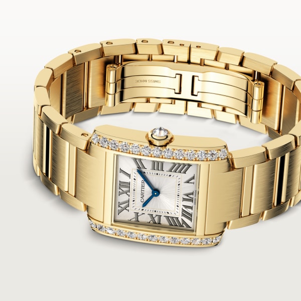 CRWJTA0040 - Tank Française watch - Medium model, quartz movement, yellow  gold, diamonds - Cartier