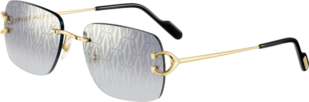 Gafas de sol Signature C de CartierMetal acabado dorado liso, lentes azul gris degradado con motivo doble C