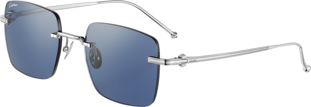 Gafas de sol Pasha de CartierTitanio acabado platino liso, lentes azules