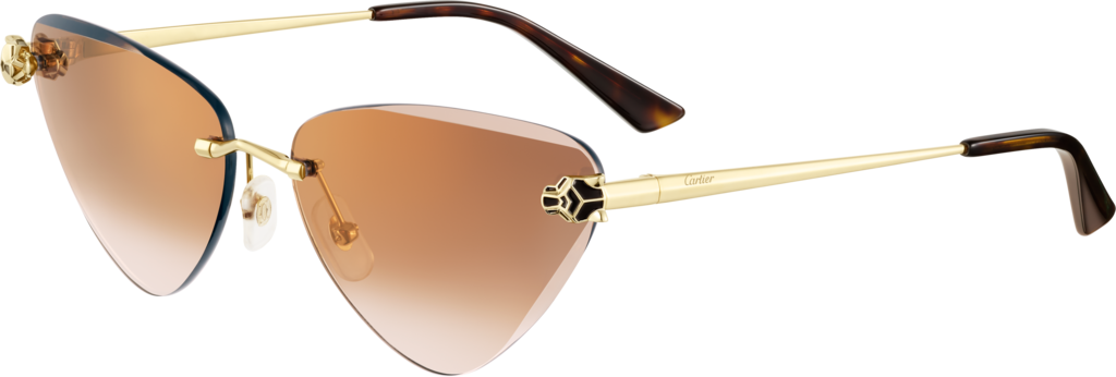 Panthère de Cartier SunglassesSmooth golden-finish metal, brown lenses