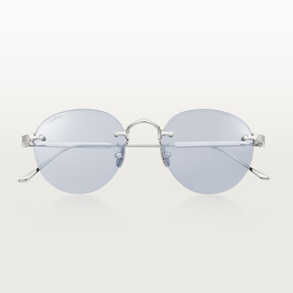 Signature C de Cartier Sunglasses Smooth platinum-finish titanium, blue photochromic lenses