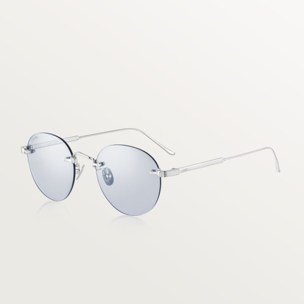 Gafas de sol Signature C de Cartier Titanio acabado platino liso, lentes fotocromáticas azules