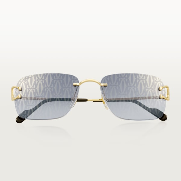 Gafas de sol Signature C de Cartier Metal acabado dorado liso, lentes azul gris degradado con motivo doble C