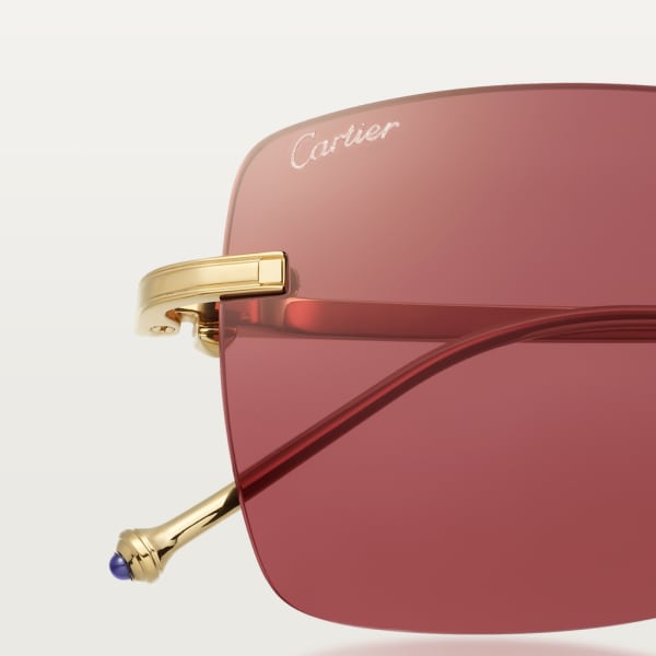 Pasha de Cartier Sunglasses Smooth golden-finish titanium, burgundy lenses