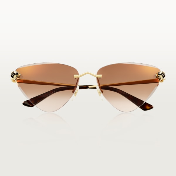 Gafas de sol Panthère de Cartier Metal acabado dorado liso, lentes marrones