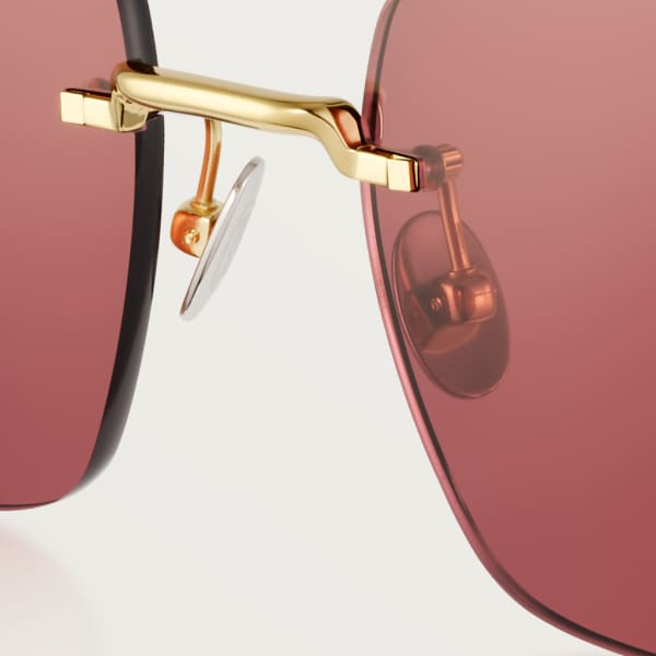 Pasha de Cartier Sunglasses Smooth golden-finish titanium, burgundy lenses