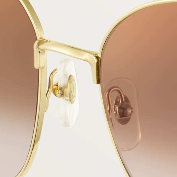 Gafas de sol Signature C de Cartier Metal acabado dorado liso, lentes marrón degradado con flash dorado