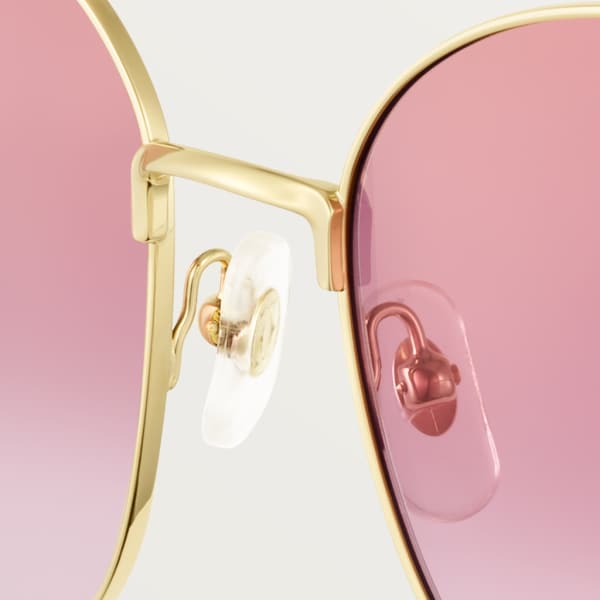 Gafas de sol Signature C de Cartier Metal acabado dorado liso, lentes degradadas ciclamen con flash dorado
