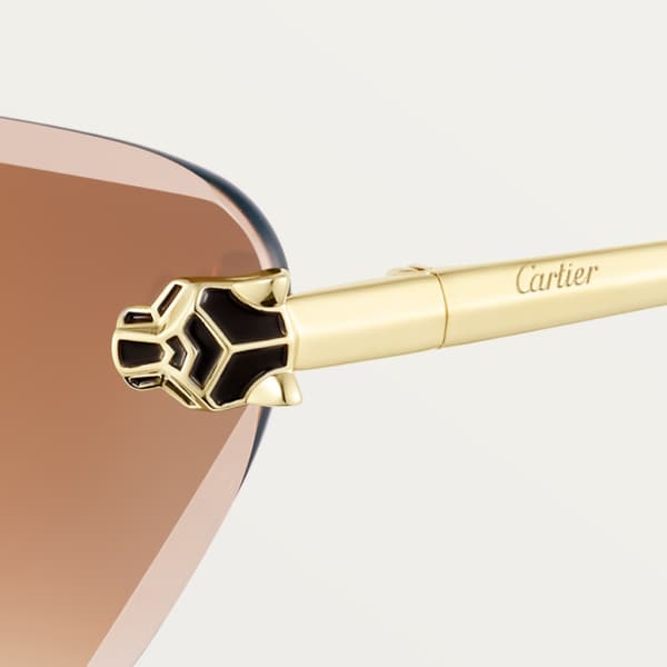 Panthère de Cartier Sunglasses Smooth golden-finish metal, brown lenses