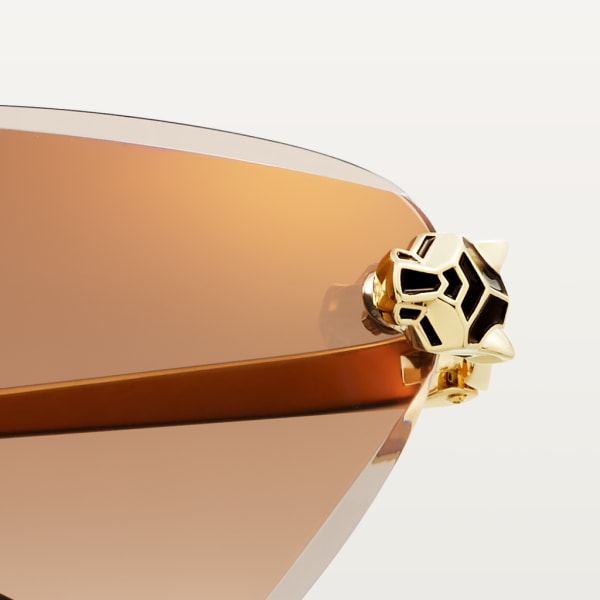 Panthère de Cartier Sunglasses Smooth golden-finish metal, brown lenses