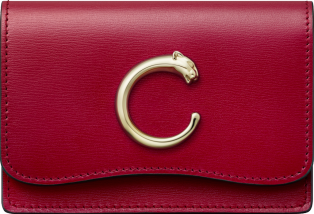 Panthère de Cartier Small Leather Goods, Card holder Cherry red calfskin, golden finish