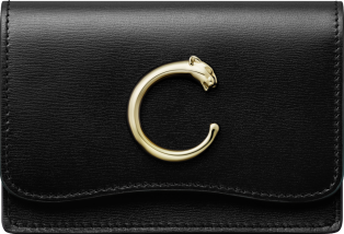 Panthère de Cartier Small Leather Goods, Card holder Black calfskin, golden finish