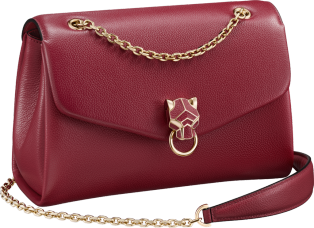 Bolso Panthère de Cartier, bolso de cadena, tamaño pequeño Piel de becerro burdeos, acabado dorado