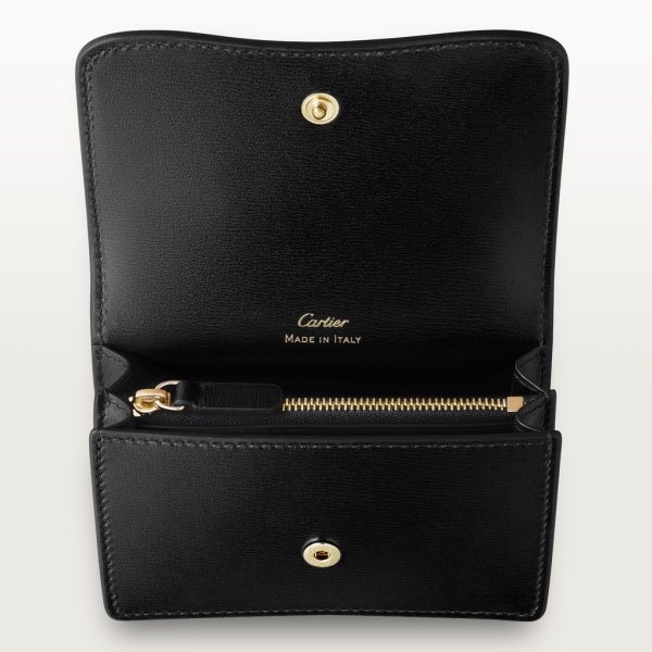 Panthère de Cartier Small Leather Goods, Card holder Black calfskin, golden finish