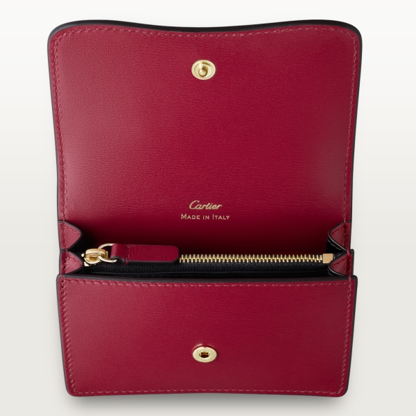 Panthère de Cartier Small Leather Goods, Card holder Cherry red calfskin, golden finish