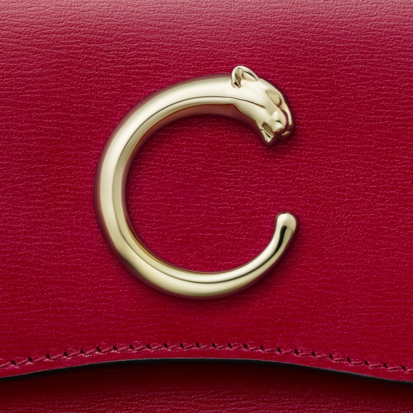 Panthère de Cartier Small Leather Goods, Card holder Cherry red calfskin, golden finish