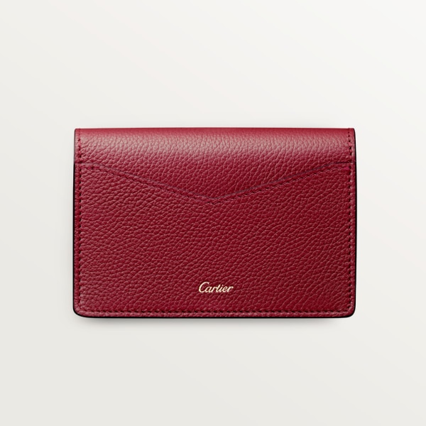 Panthère de Cartier Small Leather Goods, Card holder Burgundy calfskin, golden finish