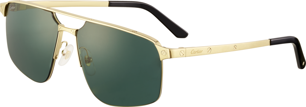 Gafas de sol Santos de CartierMetal acabado dorado liso, lentes verdes