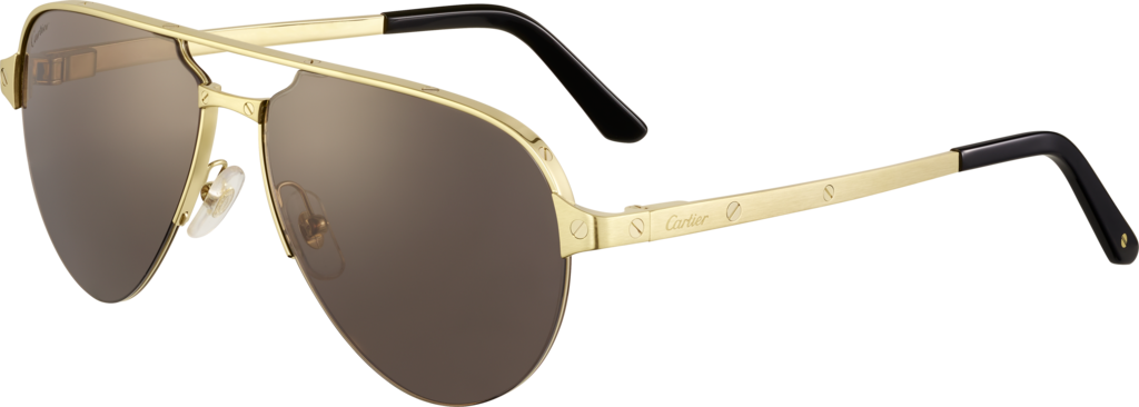 Santos de Cartier SunglassesSmooth and brushed golden-finish metal, grey lenses