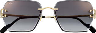 Gafas de sol Signature C de Cartier Metal acabado dorado liso, lentes grises