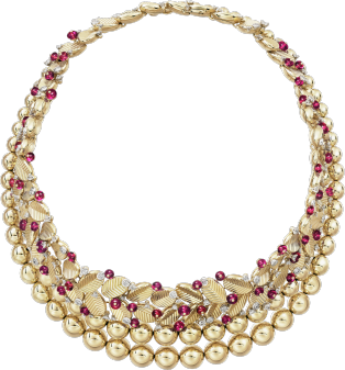 Collar Grain de Café Oro amarillo, platino, rubelitas, diamantes