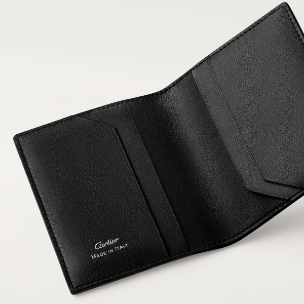 Four-credit card holder, Panthère de Cartier Black embossed calfskin, palladium finish