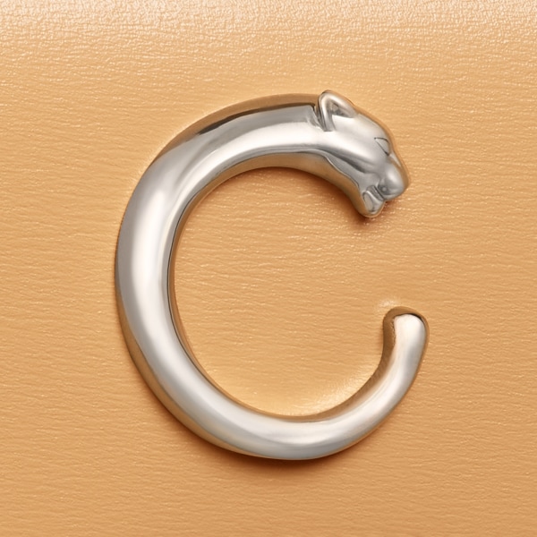 Bolso de cadena tamaño micro, Panthère de Cartier Piel de becerro beige camel, acabado paladio