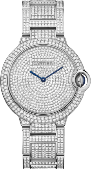 Ballon Bleu de Cartier watch 36 mm, 18K white gold, diamonds