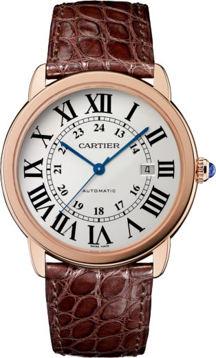 Reloj Ronde Solo de Cartier 42 mm, movimiento automático, oro rosa, acero, piel