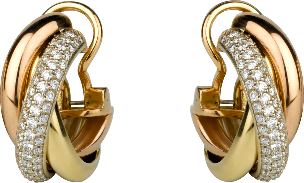 Trinity earringsWhite gold, yellow gold, rose gold, diamonds
