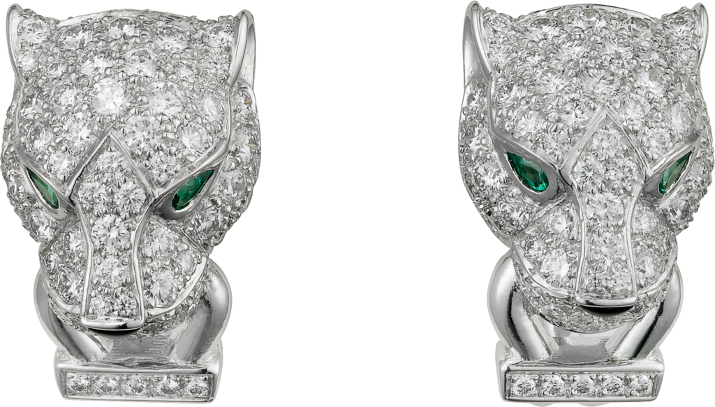Panthère de Cartier earringsWhite gold, diamonds, emeralds, onyx