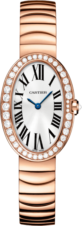 Reloj Baignoire MP Tamaño pequeño, movimiento de cuarzo, oro rosa, diamantes