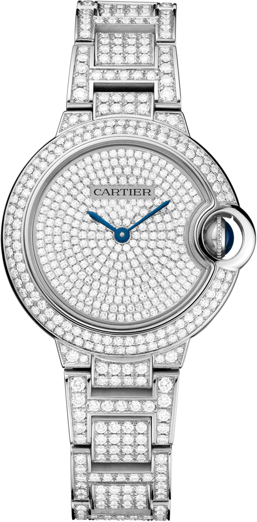Reloj Ballon Bleu de Cartier33 mm, movimiento automático, oro blanco, diamantes