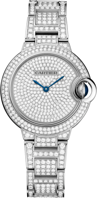 Reloj Ballon Bleu de Cartier 33 mm, movimiento automático, oro blanco, diamantes