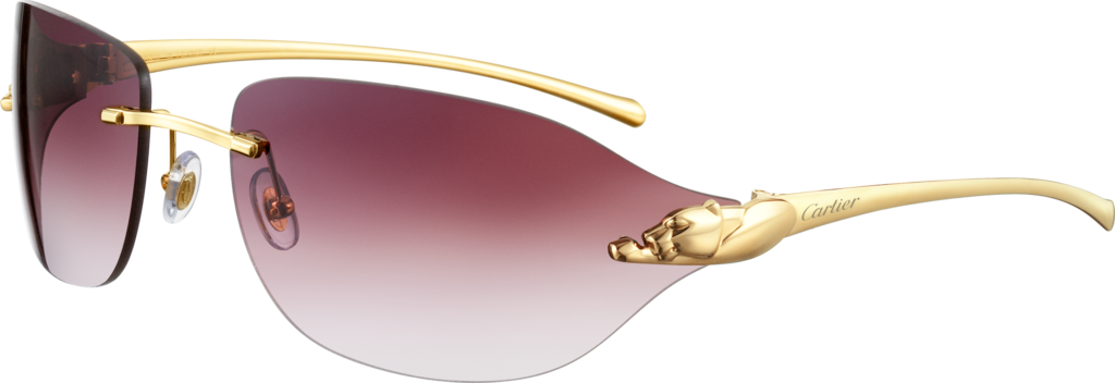 Panthère de Cartier sunglassesMetal, smooth golden finish, purple lenses