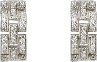 Maillon Panthère earrings, 3 diamond-paved rows White gold, diamonds