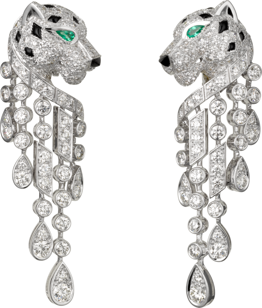 Panthère de Cartier earringsPlatinum, emeralds, onyx, diamonds