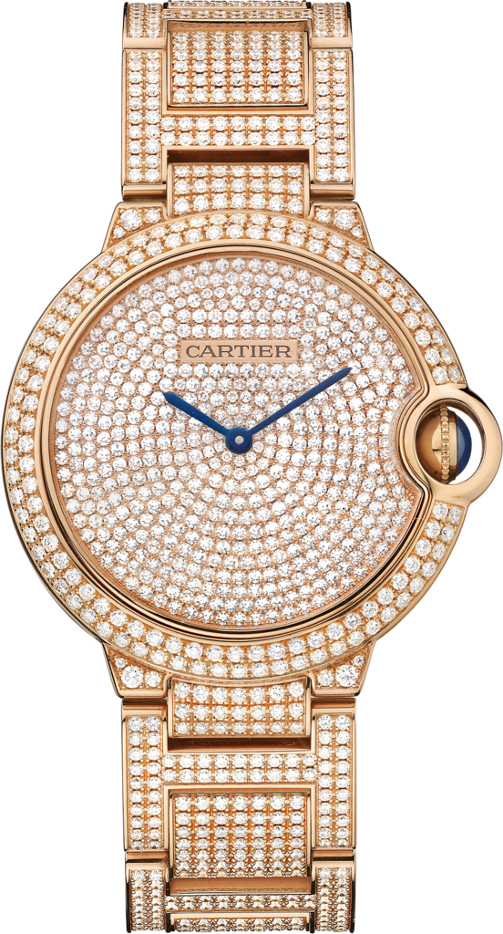Reloj Ballon Bleu de Cartier36 mm, movimiento automático, oro rosa, diamantes
