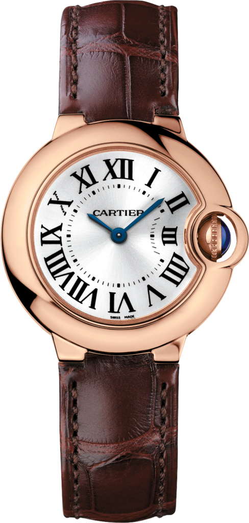 Ballon Bleu de Cartier watch28mm, quartz movement, rose gold, sapphire, leather